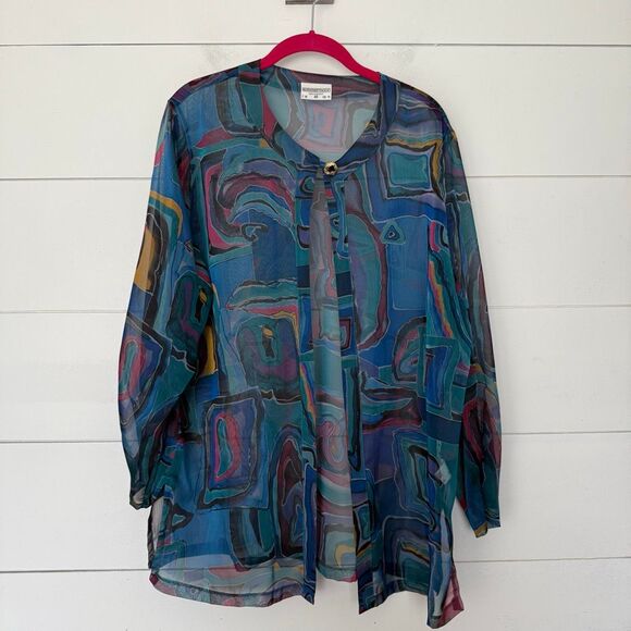 Vintage Sommerman Women’s 44 Patterned Blouse Top Artsy - Picture 1 of 5